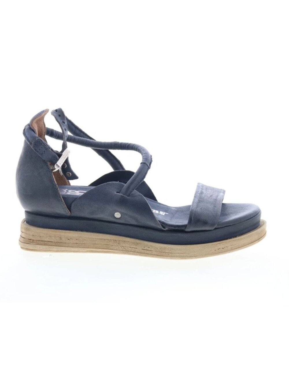 A.S. 98 Laike Womens Navy Leather Hook & Loop Platform Sandals Shoes 41